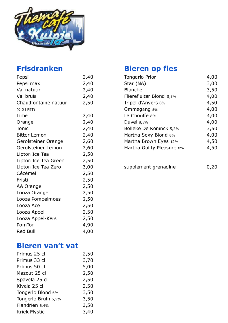 MENU KVC Westerlo